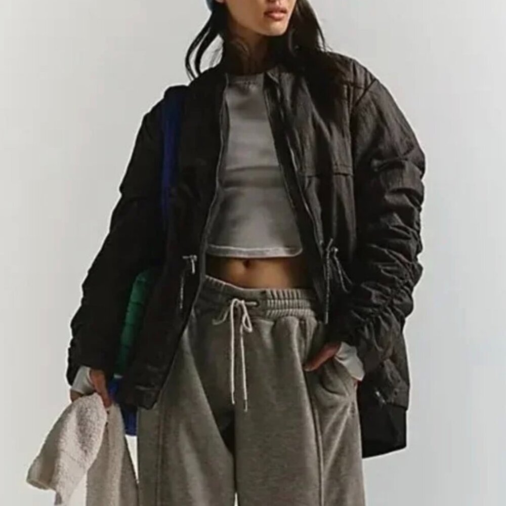 NWT $368 Free People Movement Tricked Out Trek Lightweight Puffer Jacket Grey